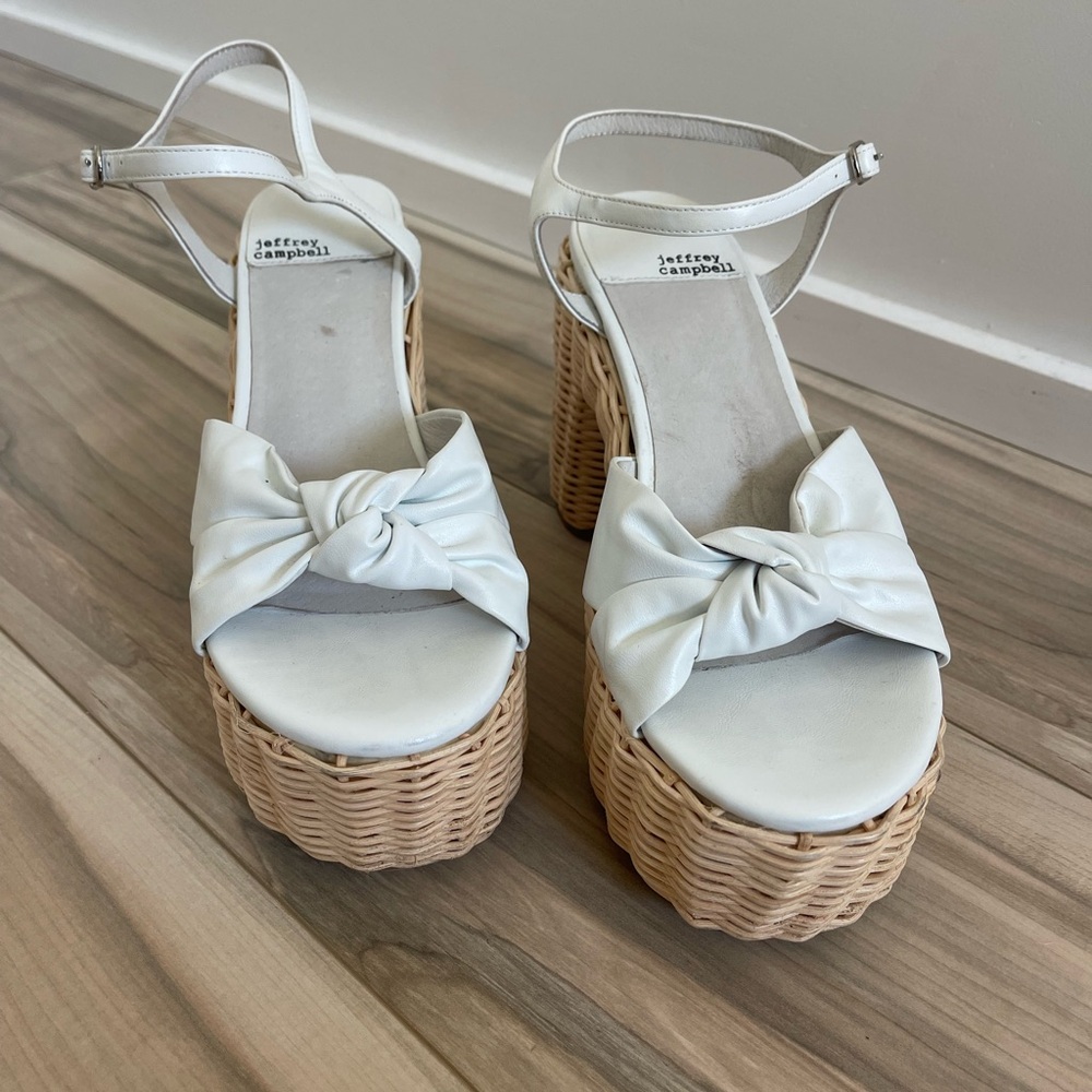 Jeffrey Campbell Cream and Tan Platform Sandals
